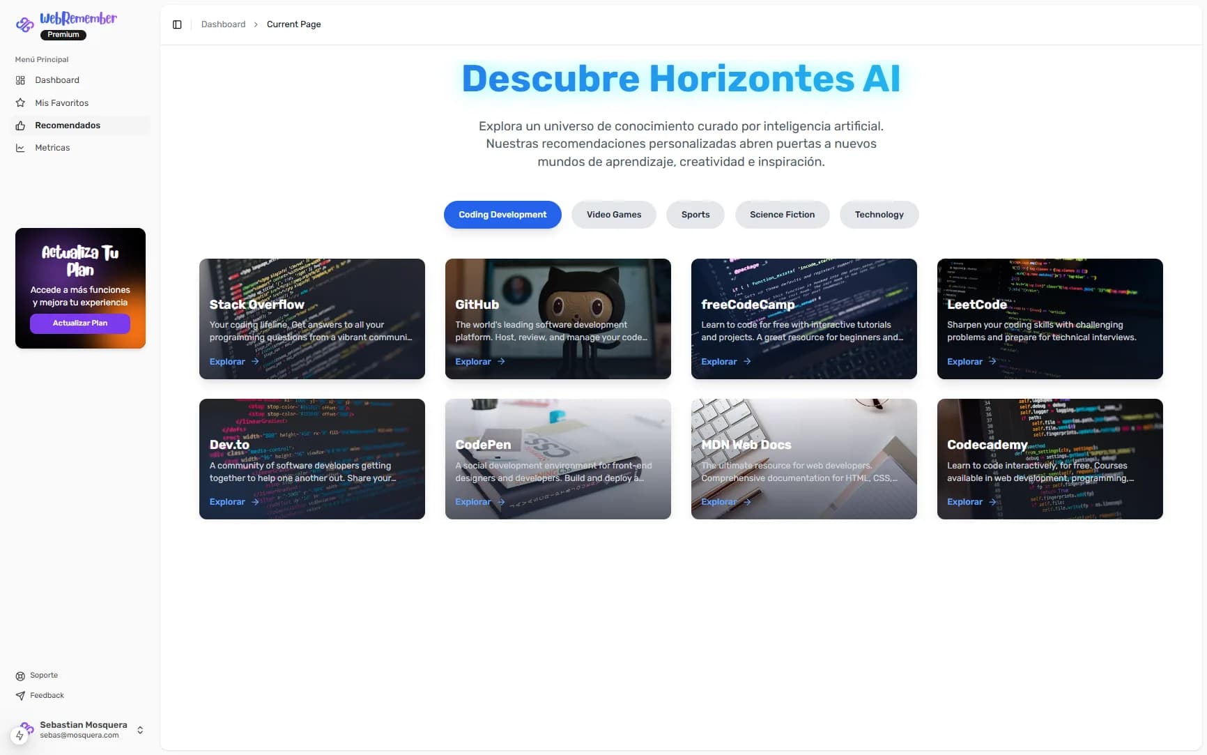 Vista de la aplicación en modo oscuro